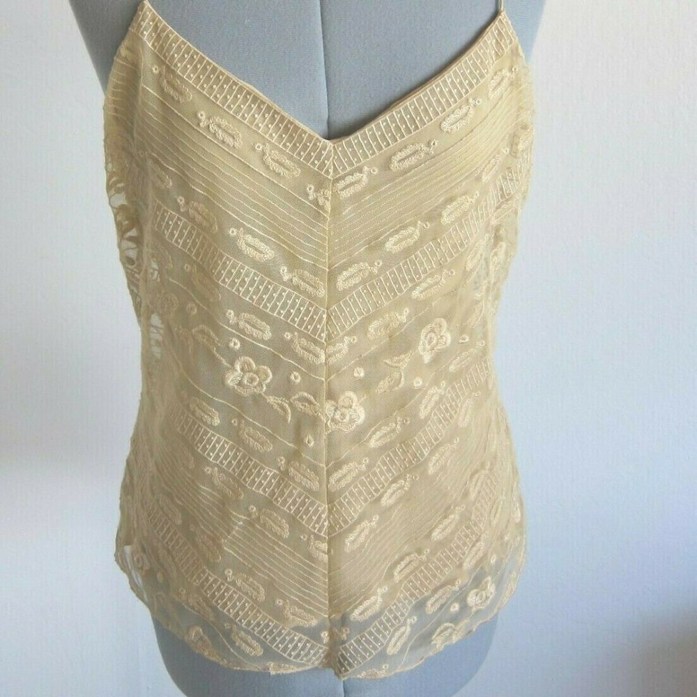 ANNE KLEIN SHEER NYLON LACE CAMISOLE, FULLY LINED, SIZE 10